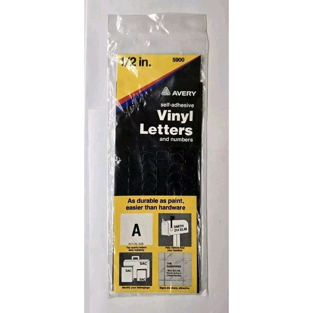 Avery 1/2" Black Self Adhesive Vinyl Letters and Numbers, 434 Characters